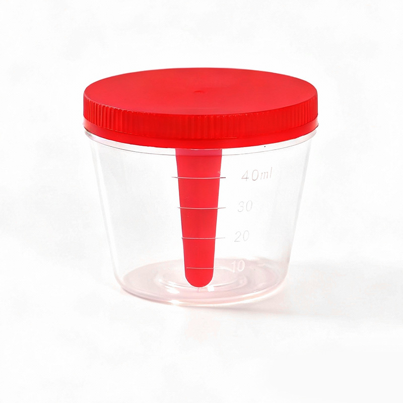 Fabricante de suministro directo de plástico desechable con taza de orina con cubierta de mano taza de muestreo de heces con taza de muestreo de escala taza de esputo image 3