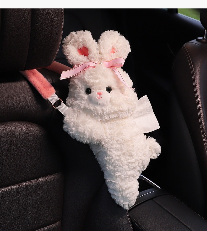 Creative cartoon cute plush hanging tissue box for car, tissue bag for hanging on the side of the car seat or backrest