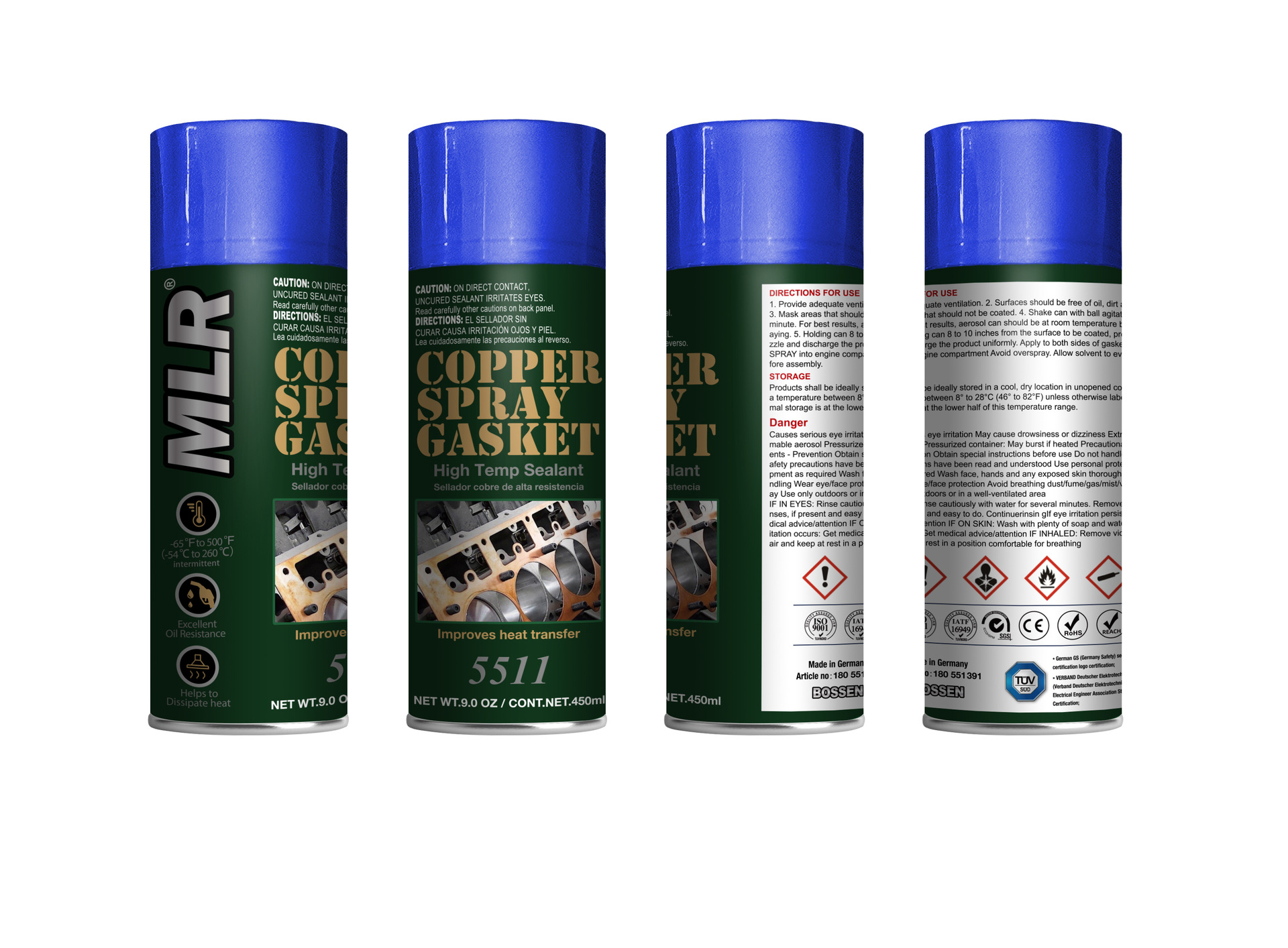 Mlr Spray-Type High-Temperature Resistant Metal Copper Gasket Sealant Spray Copper Glue 5511 450ml