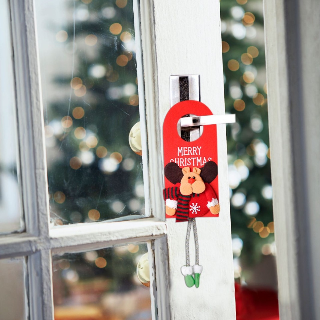 Decoraciones de Navidad ventana decoración colgante dibujos animados viejos muñecos de nieve navidad tela puerta colgante al por mayor
