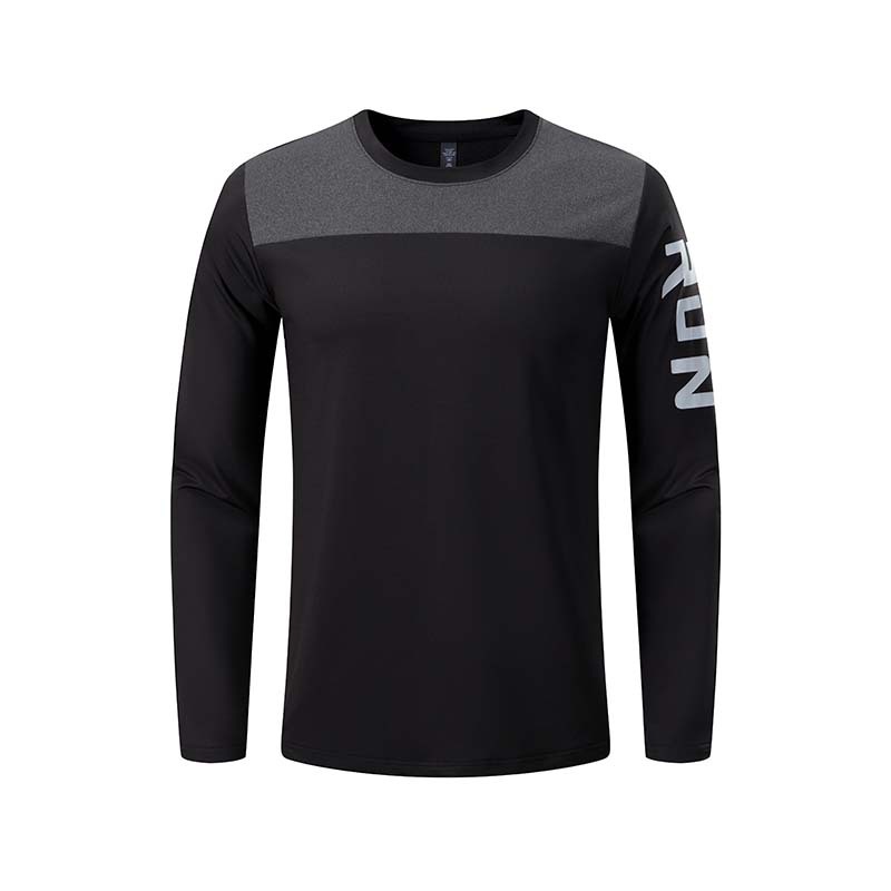 Deportes de los hombres ocio al aire libre cuello redondo Camiseta de entrenamiento de fitness de secado rápido transpirable manga larga nuevos productos de registro impreso