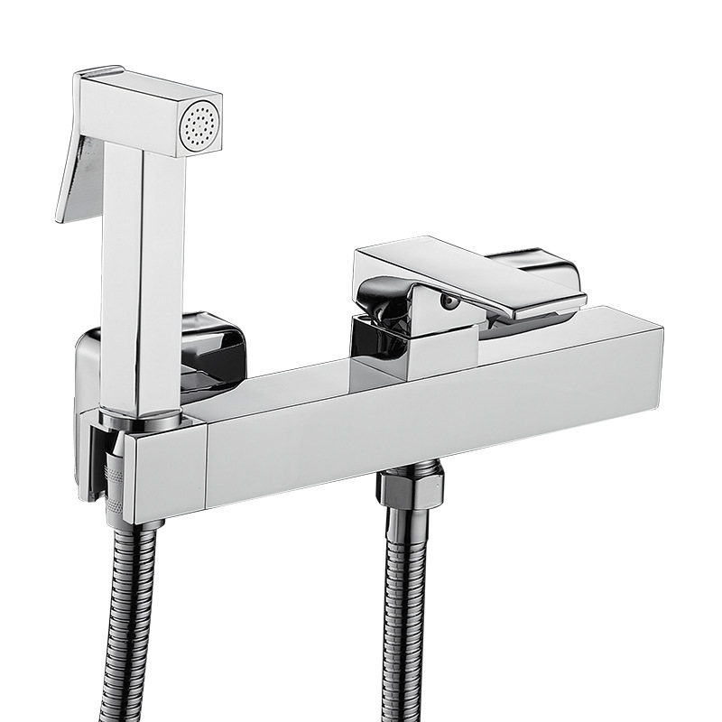 Todo el cobre cuádruple bidet grifo pistola rociadora kit de baño para mujeres inodoro de alta presión frío y caliente de una sola mano grifo complementario