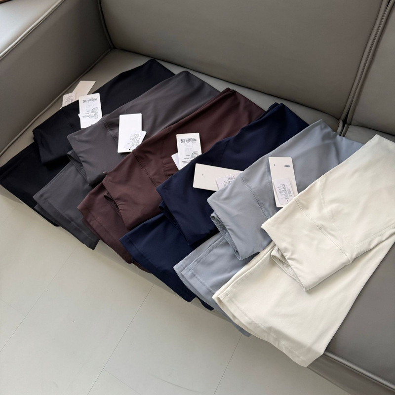 Lu Same Style Groove High-Waisted Flared Pants High-Quality Naked-Feel Sports Casual Yoga Pants Slim Fit Butt-Lifting Micro-Flared Pants