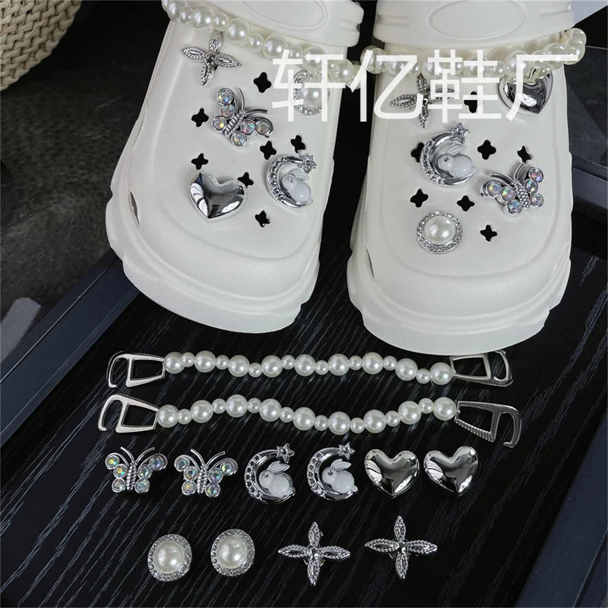 Nuevo ramo, zapatos de flores, agujeros de flores, accesorios de perlas tridimensionales de alta calidad, accesorios de bricolaje decorativos, zapatos de fragancia desmontables