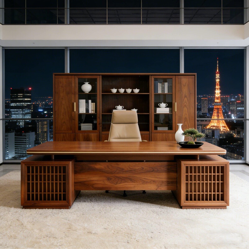 New Chinese-Style Solid Wood Executive Desk, Song-Style Aesthetics, Large Executive Desk, North American Black Walnut Wood, Chairman's Desk, Ceo's Desk