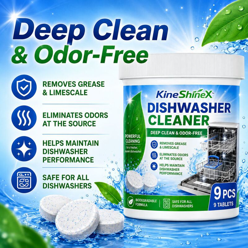 Kineshinex Dishwasher Deep Cleaning Tablets 9-Pack Biodegradable Formula for Decontamination and Deodorization Suitable for Families Kineshinex Dishwasher Deep Cleaning Tablets 9-Pack Biodegradable Formula for Decontamination and Deodorization Suitable for Families
