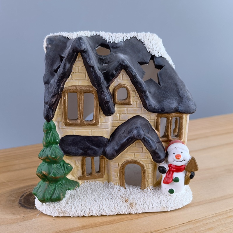 Decoración de casa de cerámica Candelabro de cerámica de Navidad Casa de porcelana blanca creativa Regalo de Navidad Decoración de cerámica