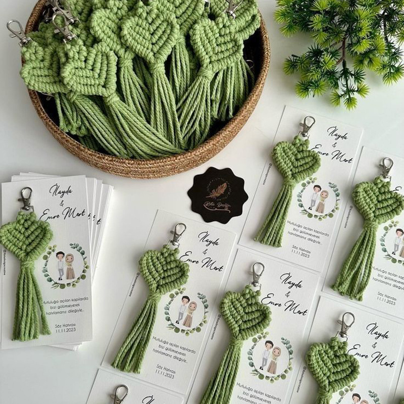 Hand-Woven Retro Pastoral Style Bohemian Heart-Shaped Love Bag Pendant Key Pendant Business Small Gift