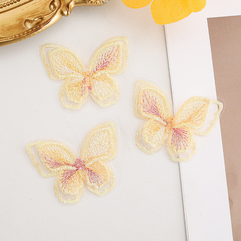 オーガンザ二層レース蝶 diy 手作り素材刺繍花ドレススカートパッチステッカー装飾|undefined
