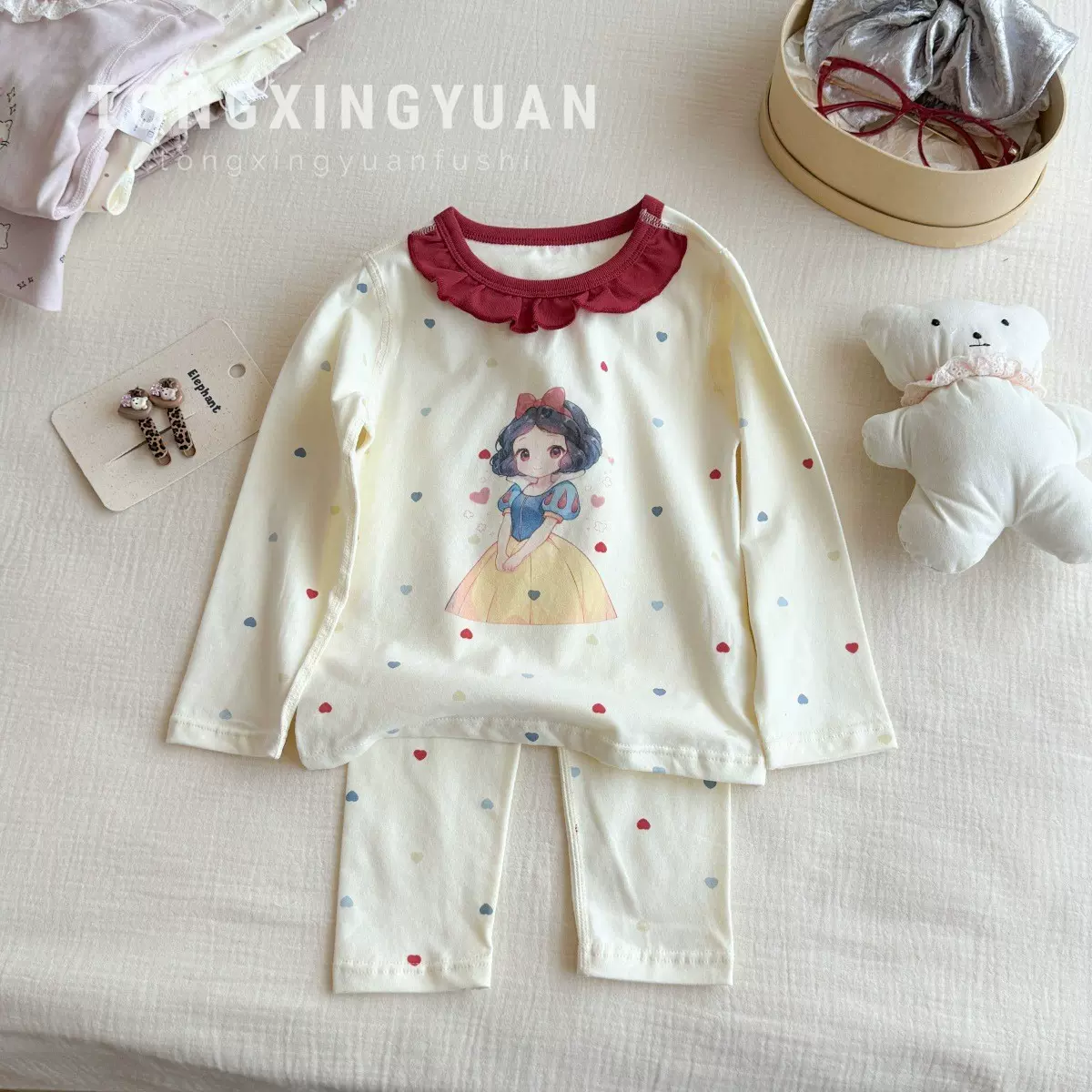 儿童睡衣套装A类纯棉莱卡棉女童秋衣秋裤家居服两件套可爱印花潮