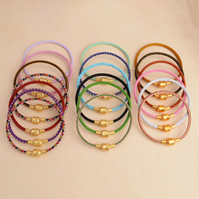 3mm防水不锈钢钢丝绳手链 适用周家同款黄金串珠 DIY红皮手绳