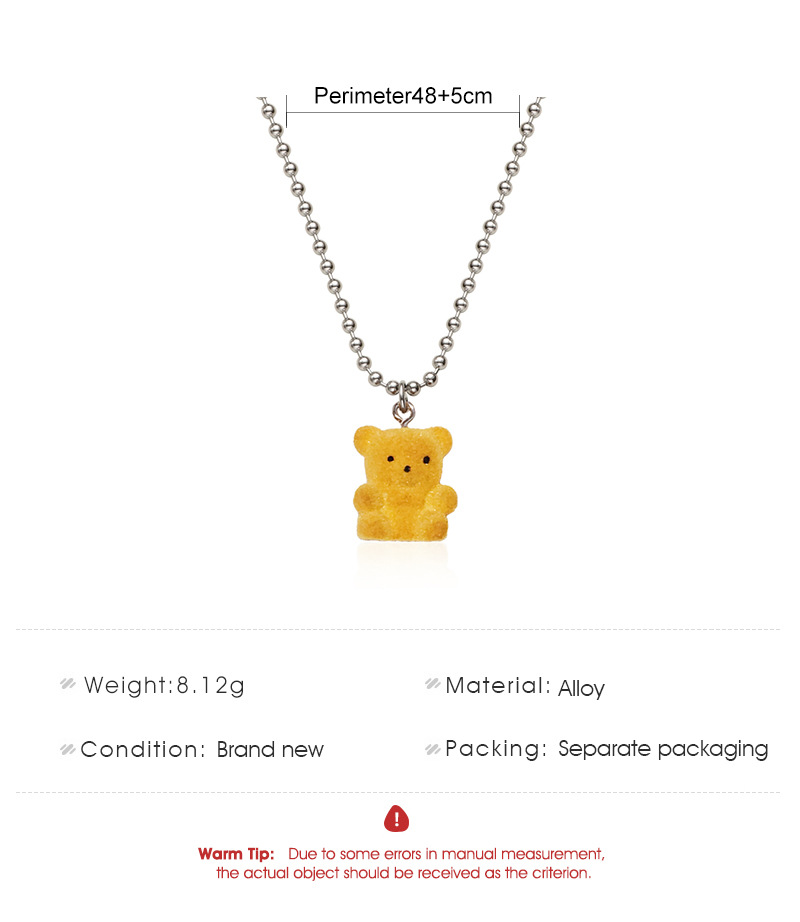 Korea Simple Bear Necklace display picture 13