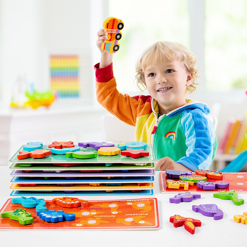 Niños rasgar y tirar pegatinas de rompecabezas Velcro pareja rompecabezas multi-tema mano-ojo coordinación ejercicio juguetes de educación temprana