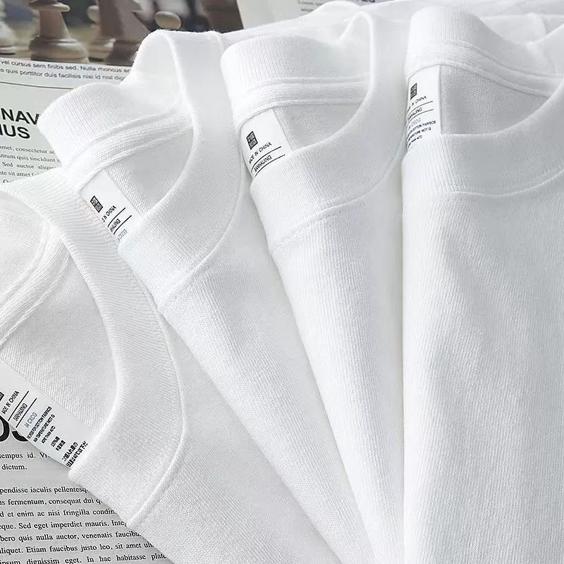 Heavy Weight 230g Pure Color T-Shirt Short-Sleeved Women's Bottoming Shirt Pure White T-Shirt Combed Cotton Men's Half-Sleeved Inner Wear Loose Summer Pure Cotton