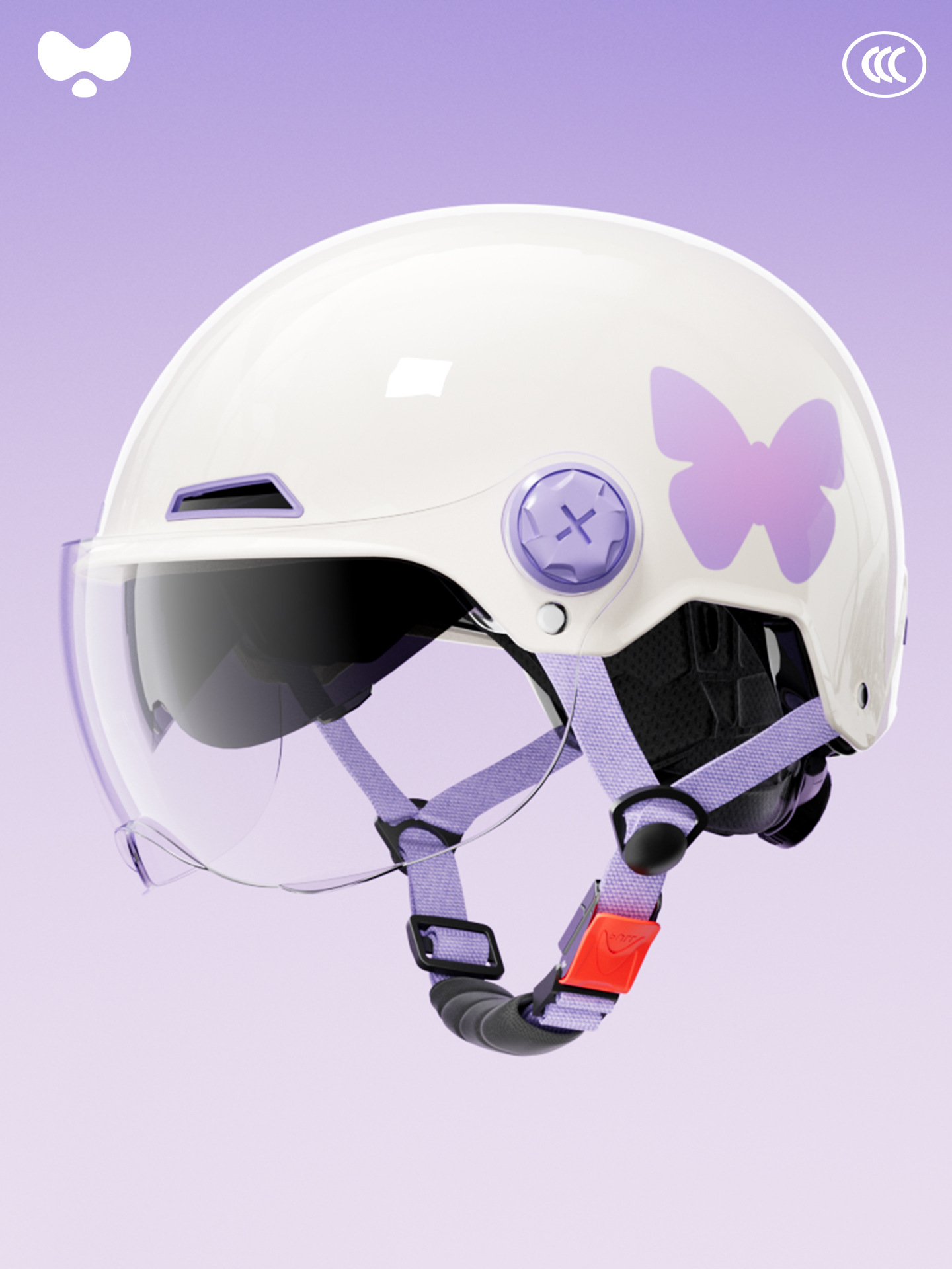 Motosiklet kaskı (dəbilqə), Universal Certified Winter Warm - 3c-white-butterfly-inner-and-outer-double-lens-class-a-new-national-standard-one-size