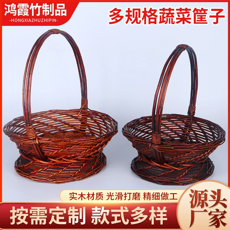 Ручная подготовка корзины из ивы для фруктов, корзина для сбора рукодельная, много, корзина для овощей, яиц и яиц оптом