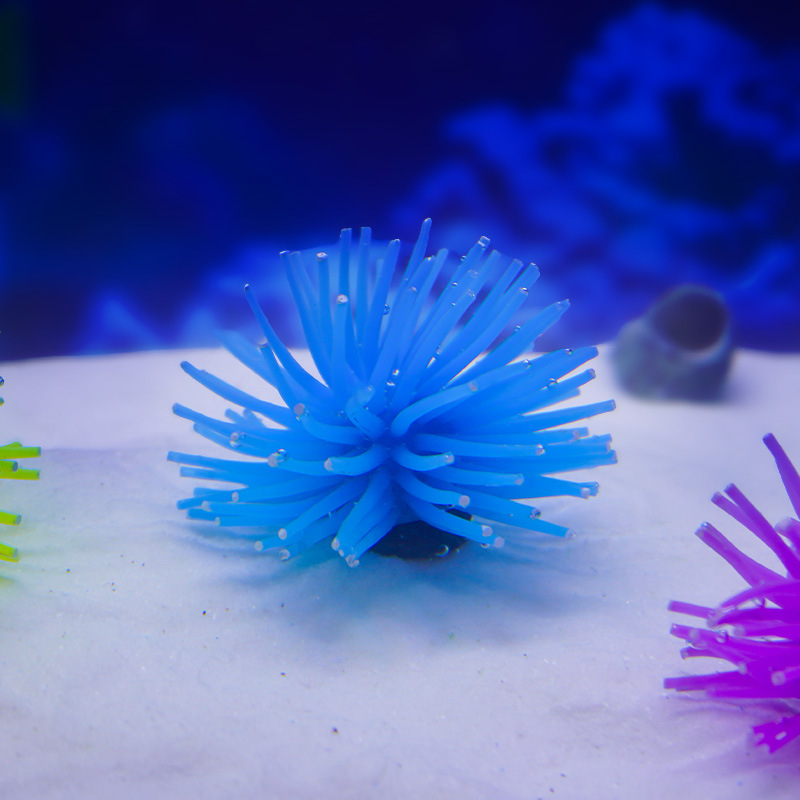 Artificial erizo de mar tanque de peces tanque de simulación de paisaje de erizo de mar bola colorido suave coral plantas acuáticas acuario natación peces adornos al por mayor