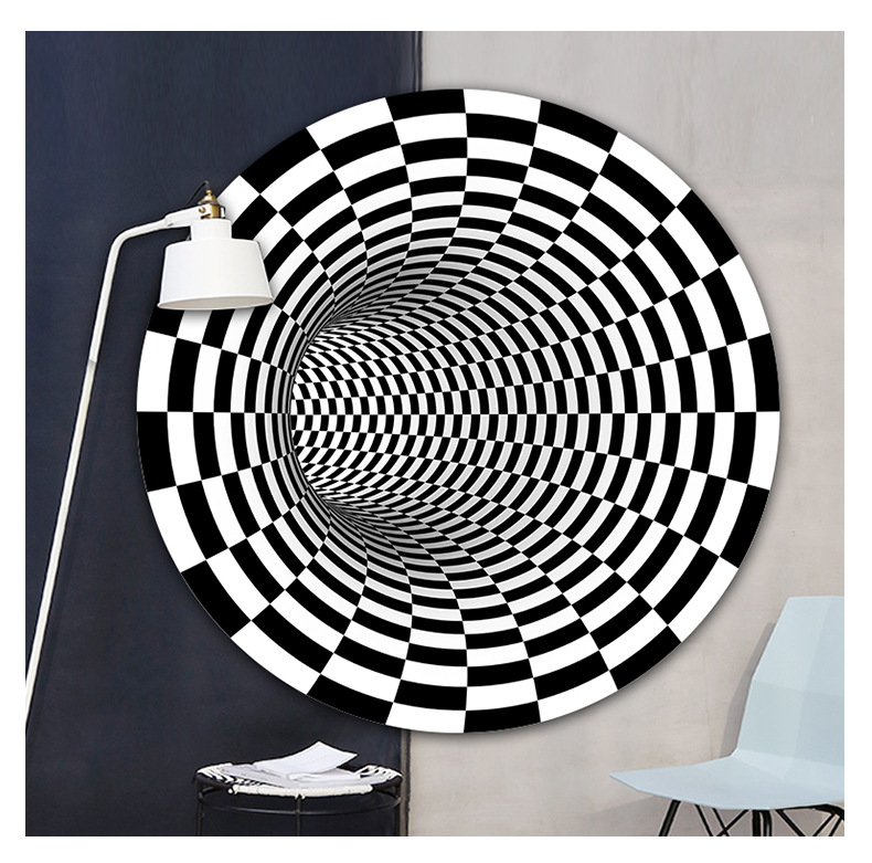 旋涡地毯,视觉黑白立体地毯,错觉旋涡3D地毯,入户门垫,圆形地垫地毯