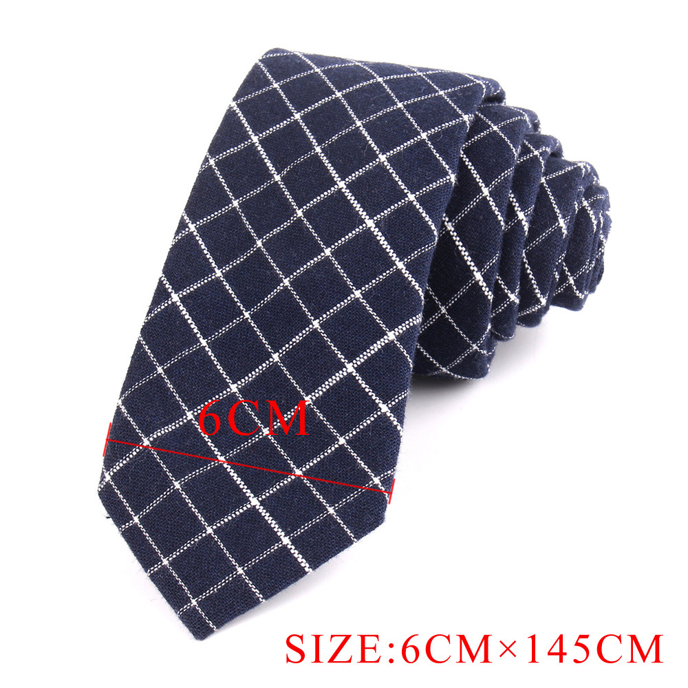 Corbata de hombre a cuadros, corbata estrecha de algodón casual_voghion.com