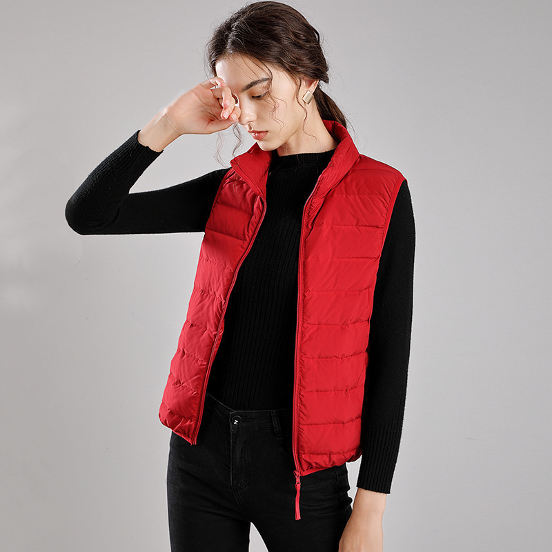 New Lightweight down Vest Women's Short Stand Collar Thin Seamless One-Piece Lightweight Jacket down Jacket Liner