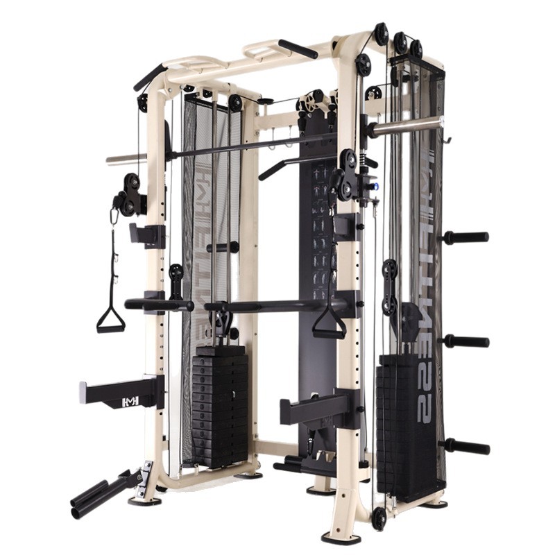 TEZEWA Smith máquina de entrenamiento integrado pájaros pórtico casero sentadilla push-up máquina multifuncional