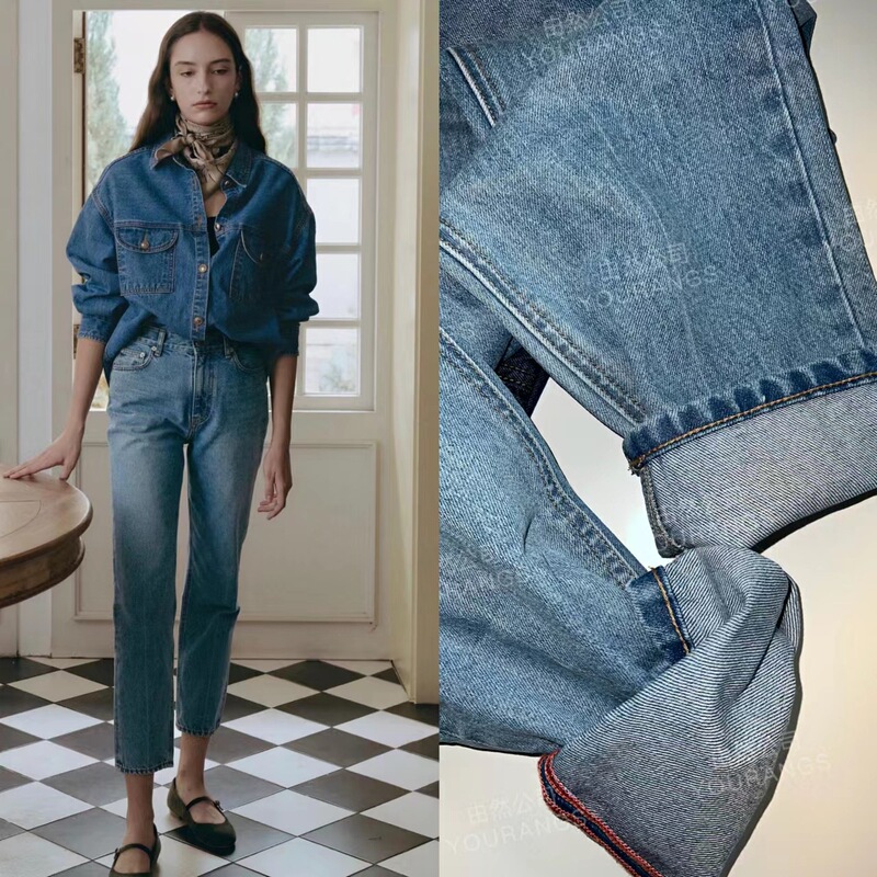 [Kui Qing 100] ins Blogger Straight Leg EL Straight Wash Line Wash Water Small Straight Tube Pants Jeans