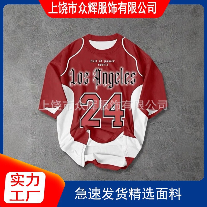 American-Style Sports Short-Sleeved T-Shirts for Men and Women 2025 Summer New Style Loose Casual Trendy Half-Sleeved Couple Tops