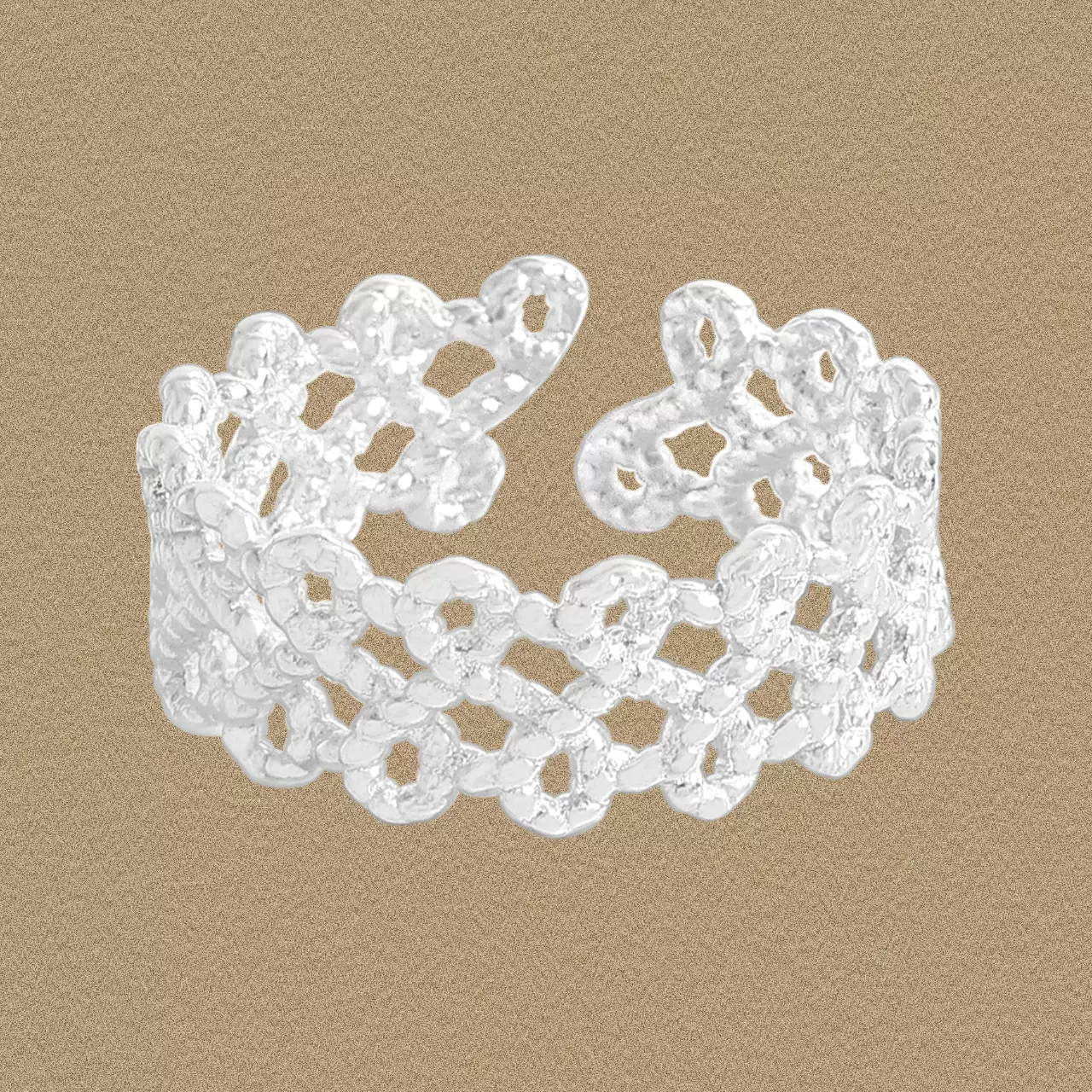 1523韩版INS小众轻奢设计熔岩纹理麻花编织戒指纯银S925女银指环