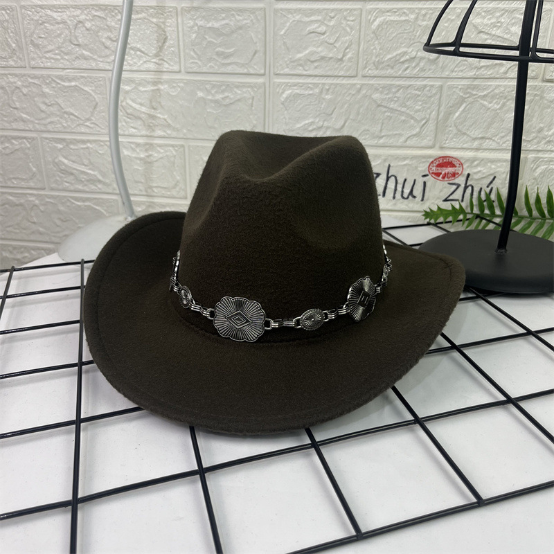 Sombrero Cowboy de Lana con Dije Ovalado de Ala Ancha para Primavera image 16