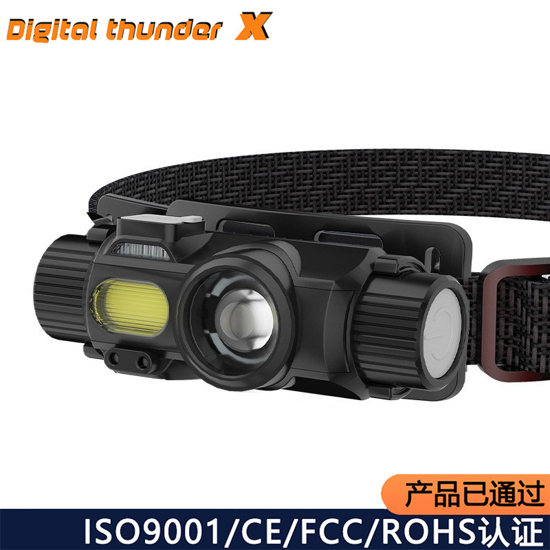 Cross-Border faro montado en la cabeza de inducción de luz fuerte de carga al aire libre compacto de doble fuente de luz de largo alcance LED faro con imán