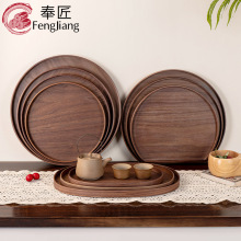 黑胡桃木椭圆形盘水果半月盘酒店餐盘茶盘餐具木质托盘批发木盘子
