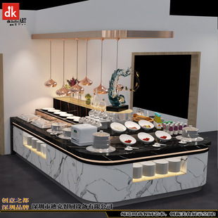 大理石厨台酒店自助餐台定制 dk组合冷热布菲台 企业自助餐厅设计-阿里巴巴