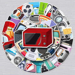 50張家用電器塗鴉貼紙個性跨境卡通創意咕卡裝飾水杯電腦手機貼紙