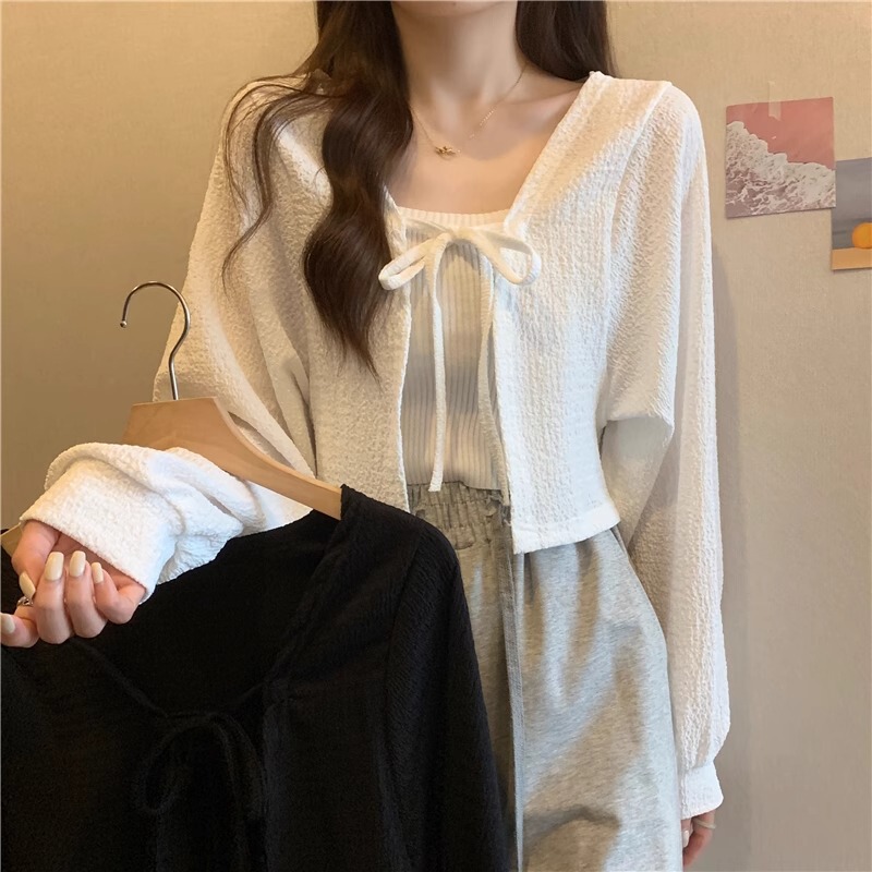 Sun Protection Tops for Women in Spring and Summer, Plus Size, Loose Lantern Sleeves, Short Cardigan Jackets, Versatile and Fashionable Sun Protection