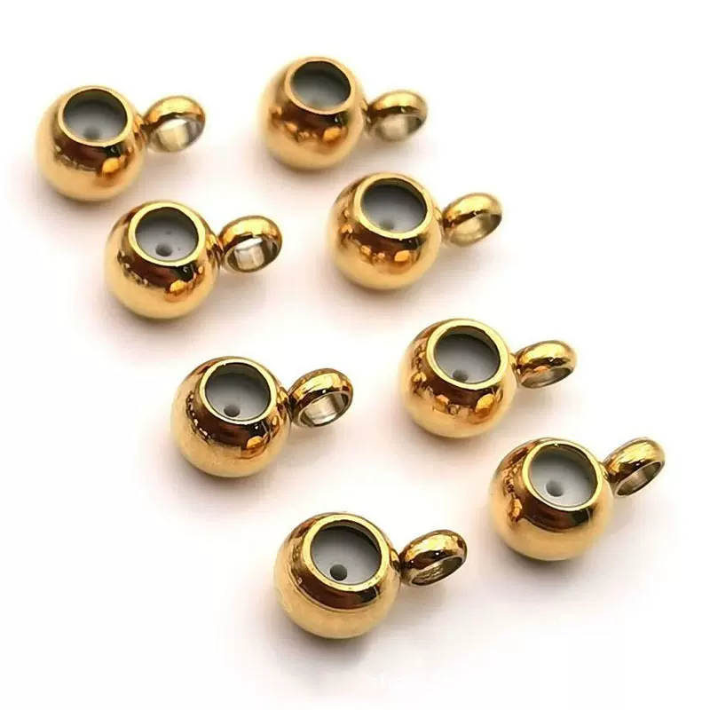 DIY项链饰品配件定位调节珠不锈钢塞胶项链子用调节珠镀18K金胶珠