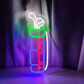 高尔夫霓虹灯体育发光led墙面装饰体育管高尔夫球场指示氛围灯