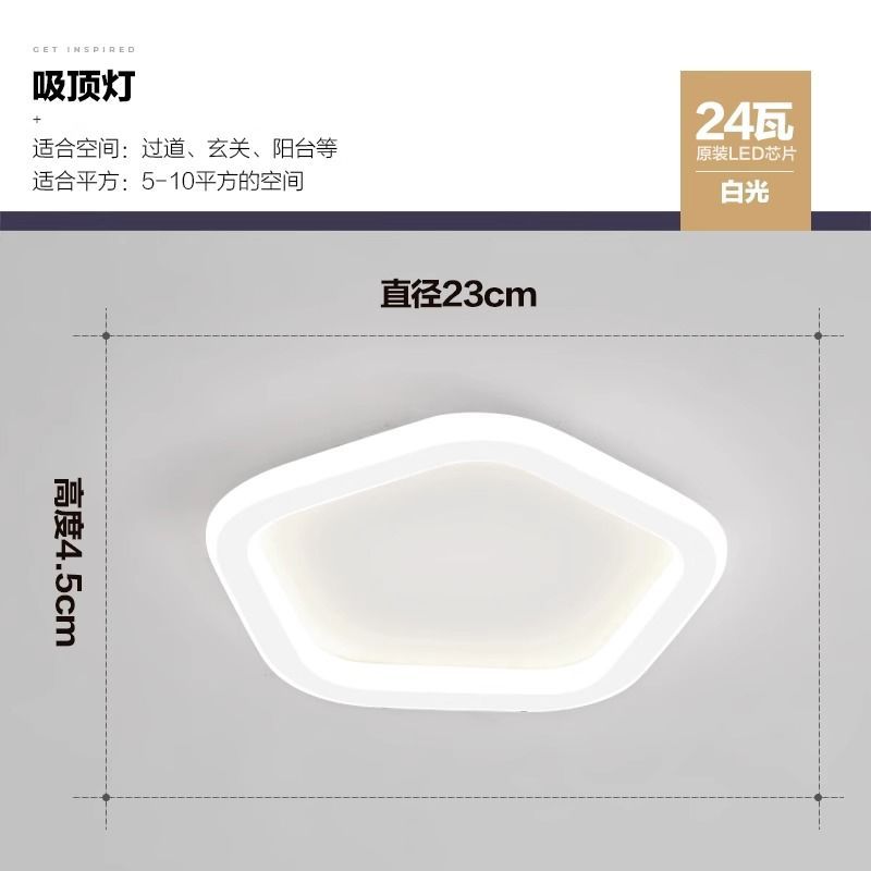 백색 [노출된 오각형] 23cm-24w-단색 백색광