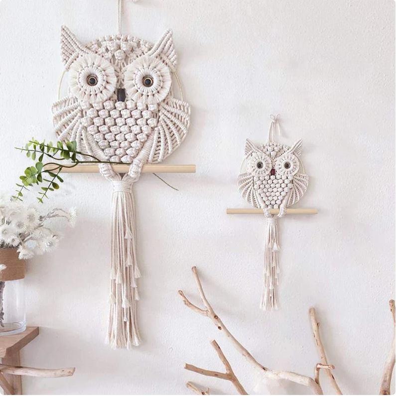 Animal, Cat, Owl, Eagle Pattern Pastoral Animal Cat Owl Cotton Iron Tapestry