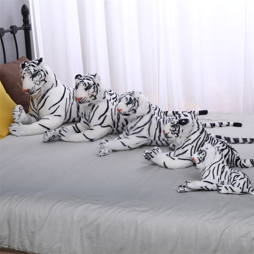 Simulation tiger plush toy sound control realistic white tiger figure ornament lucky charm doll wholesale floor display teddy bear