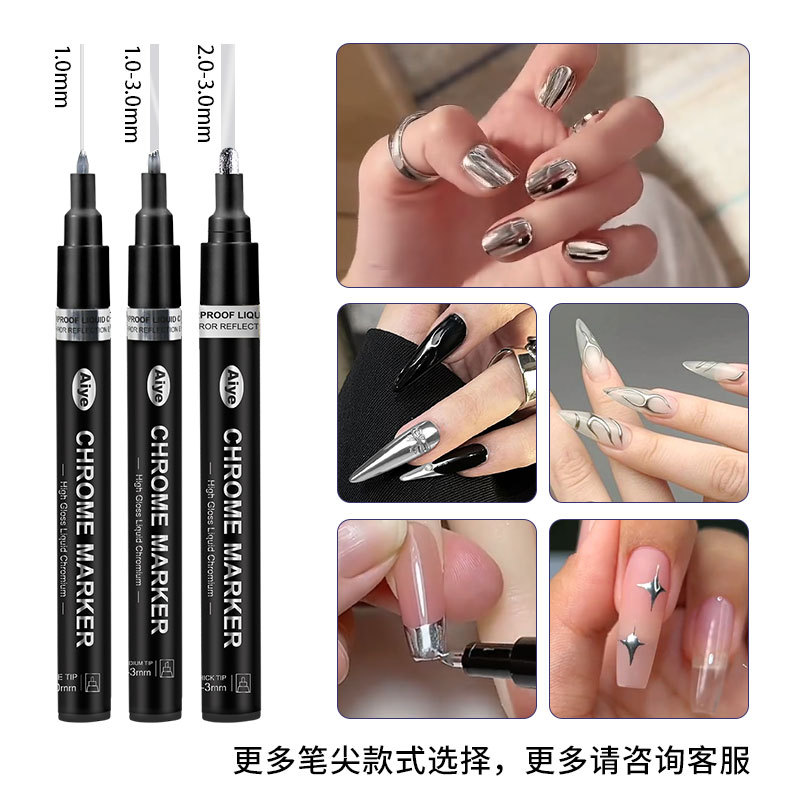 Marcador de cobre electrochapado de espejo de 3 colores Aiyi de 1 mm, metálico, anti-pelado de pintura, modelo de bolígrafo electrochapado, bolígrafo de espejo dorado, cromado y plateado.