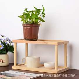 桌面置物架桌上简易杯子水杯收纳架子台面小型多放东西实木隔板