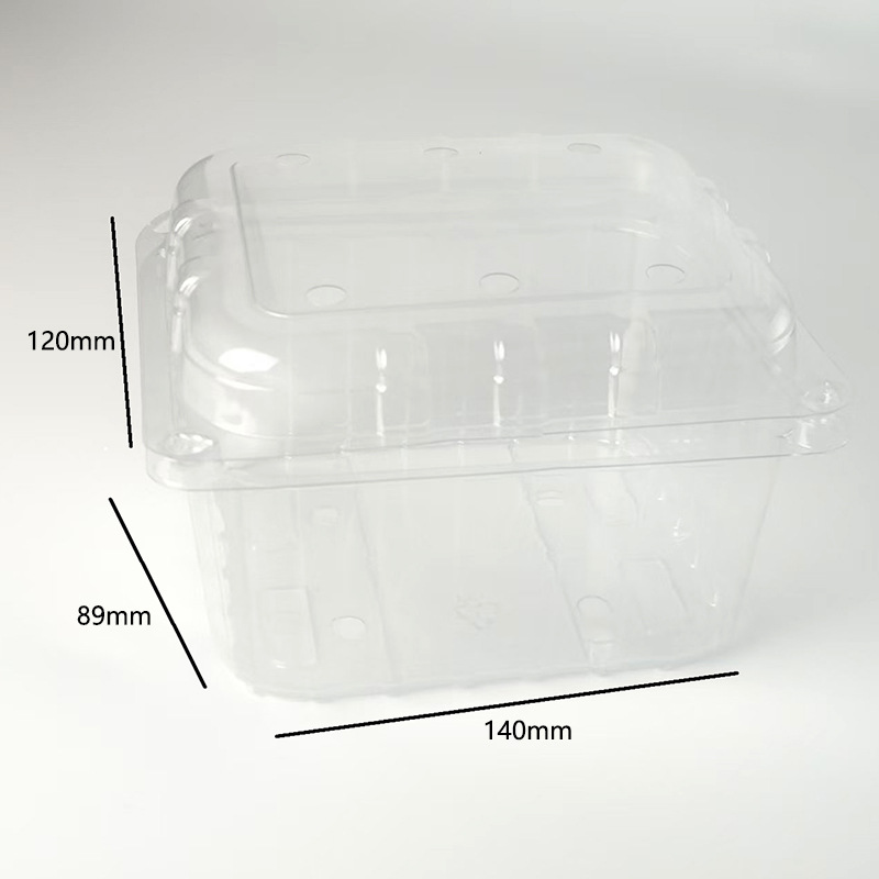 Caja de embalaje de fruta desechable caja de embalaje de plástico transparente caja de corte de fruta para llevar con tapa supermercado caja de frutas y verduras al por mayor