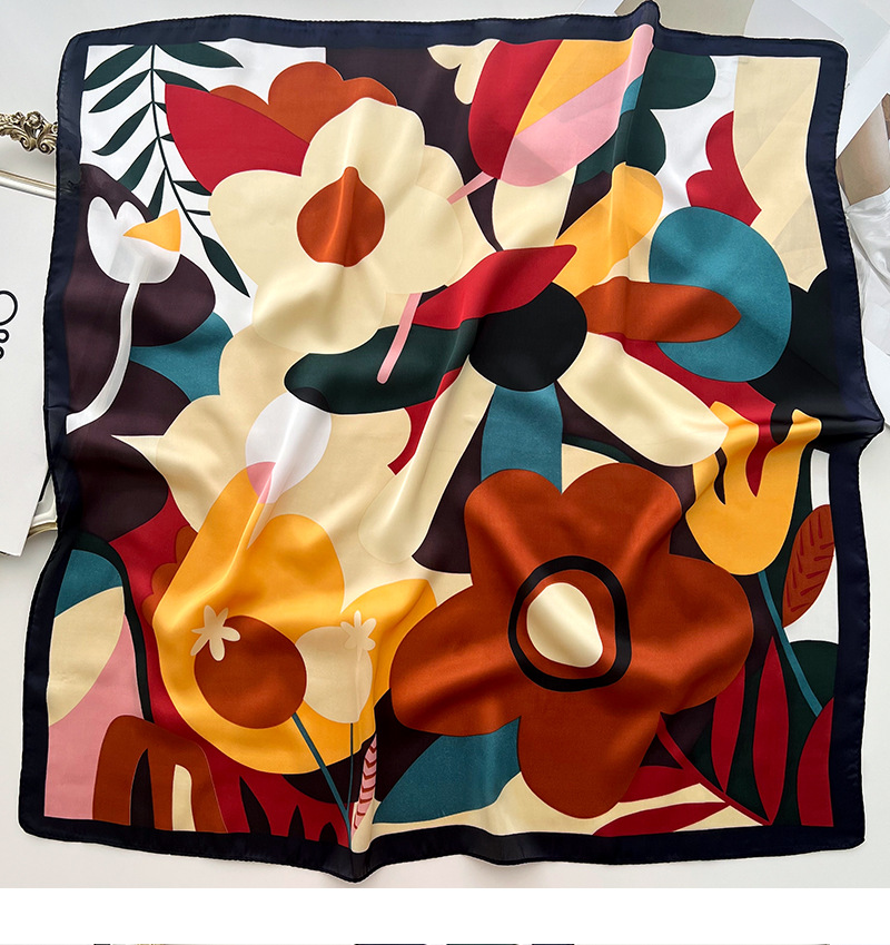 50g Weight Silk Scarf Classification Travel Occasion Polyester Material Flower Pattern Spring&Summer Season Women's Gender Printing Design Elegant Style Women's Elegant Flower Polyester Printing Silk Scarf 11