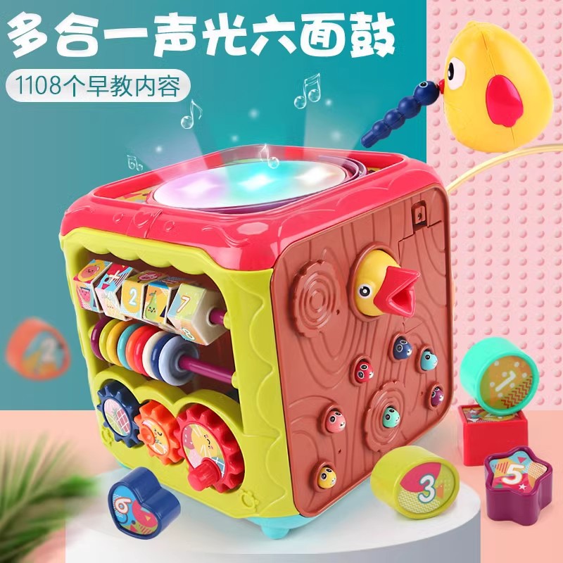 Multifunctional hexahedron educational toys music clap drum 0-1 years old baby hand clap drum infant intelligence toys