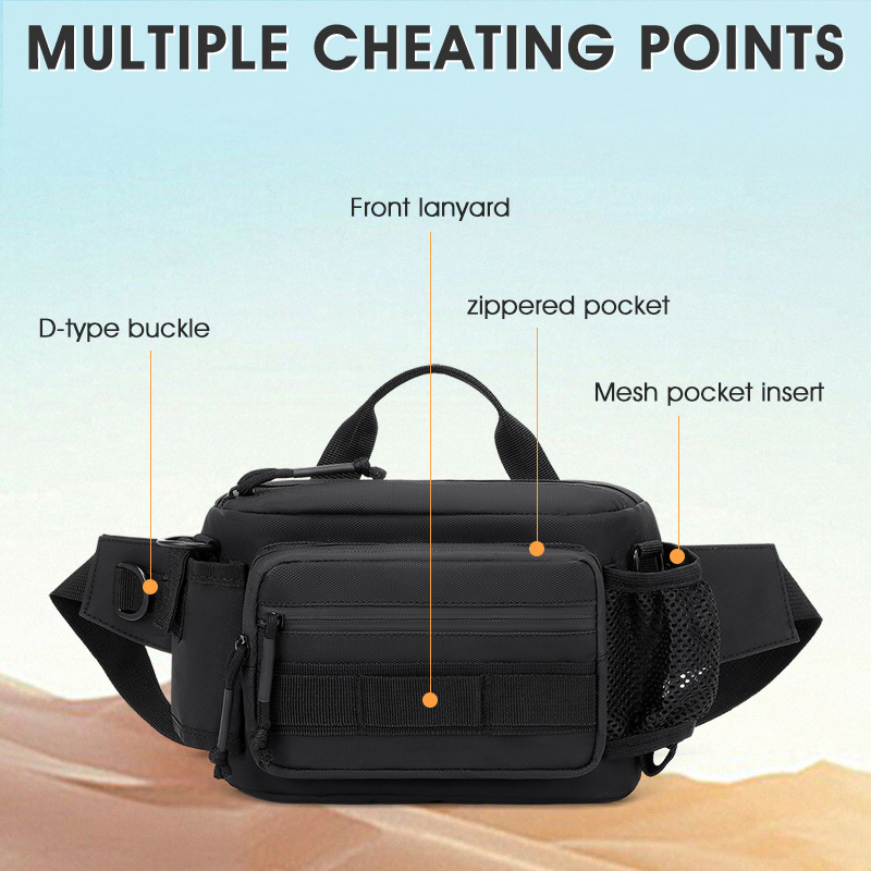 Cross-Border Men's Waist Bag Wholesale Outdoor Fishing Lure Bag Hiking Shoulder Bag Lightweight Large Capacity Crossbody Bag