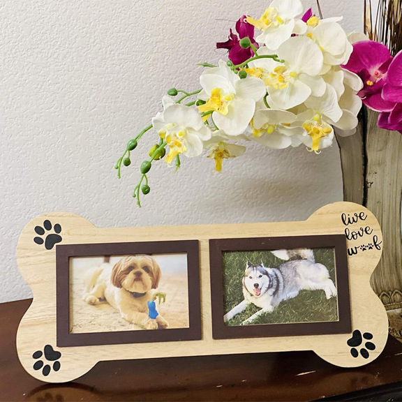 Madera mascota conmemorativo hueso foto marco gato y perro adornos madera Mesa foto marco americano hogar Decoración foto marco