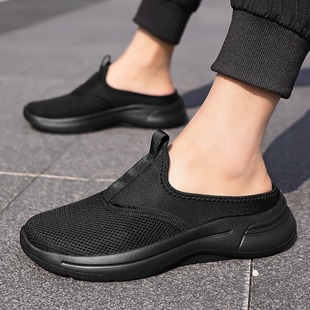 Quanzhou Cross-Border Large Size Summer New Mesh Half-Slip Large Size Casual Shoes Men's Breathable Half-Slip Sandals Baotou Slippers