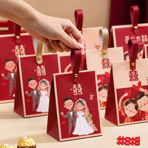 2024 new wedding candy box cartoon return gift bag wedding special candy packaging empty box high-end sense