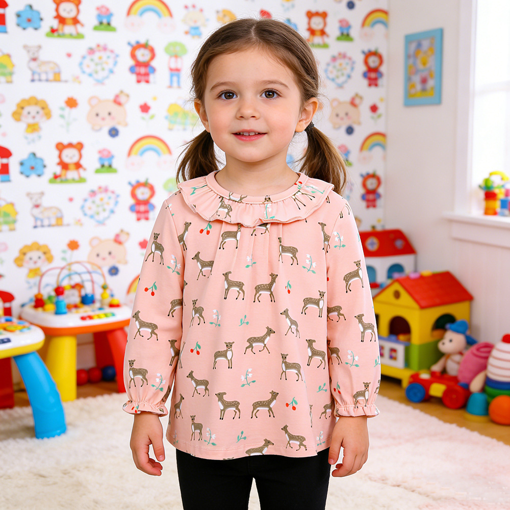 Children's clothing jacket a generation of European and American style children's autumn long sleeve bottoming shirt girls round neck T-shirt