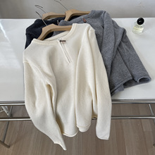 高级感纯色羊毛针织衫欧洲站2025冬季时尚设计感宽松显瘦毛衣女潮